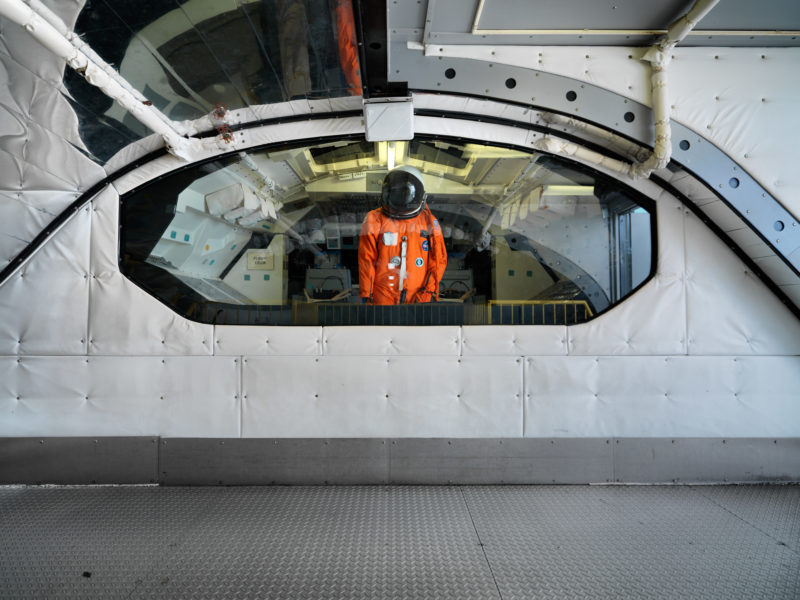 editorial photography: It is easy to walk inside the replica of a Space Shuttle payload bay.