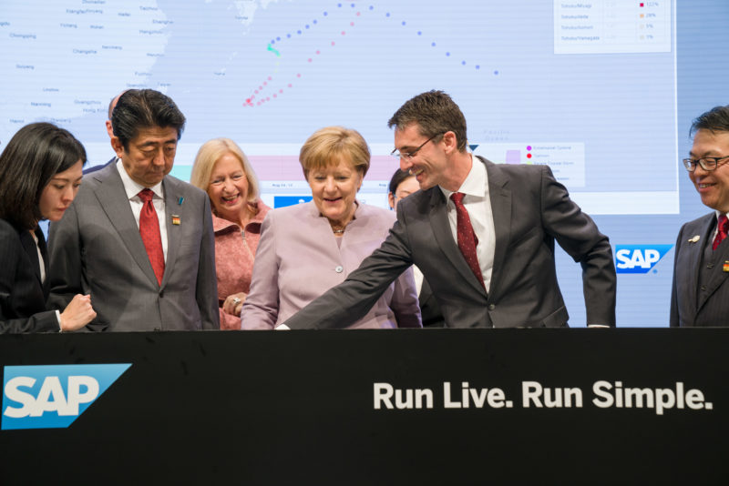 Editorial photography as event photography and fair photography: German Chancellor Angela Merkel visits the SAP SE booth at the Cebit in Hanover.