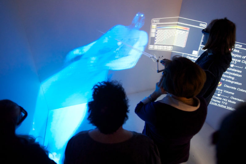 Technology photography: Virtual 3d-display of a human body.